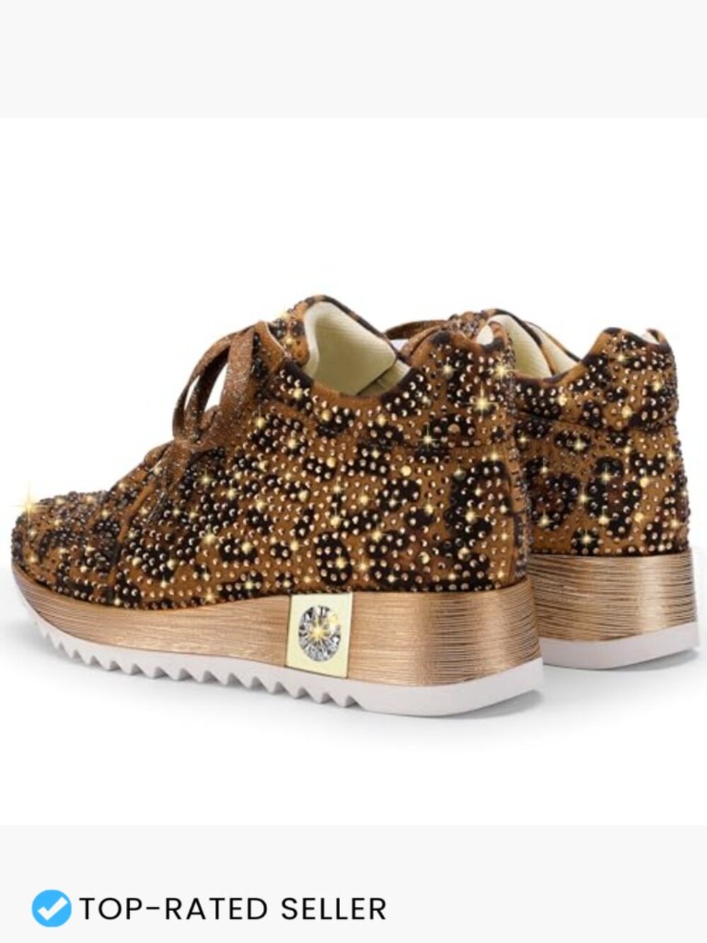 Glitter Sequin Platform Wedge Sneakers Sparkly Rhinestone High Top Lace Up - Picture 6 of 7